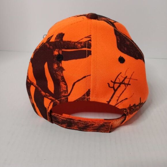 Mossy Oak Hunting Logo Safety Orange Branch Pattern Adjustable Outdoor Cap - Picture 3 of 8